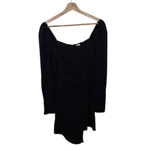 Reformation Rosalie Dress Black Mini Square Straight Neckline Size 0